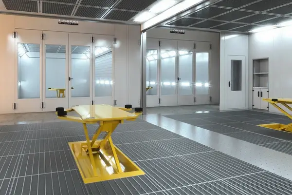 Rendering 3D di prodotto per l'arredamento e interior design di un'officina