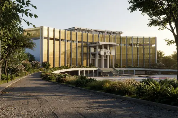 Rendering architettonico 3D per la facciata di un edificio di pregio