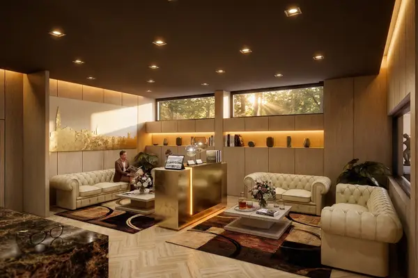 Rendering 3D per interior design e arredamento di lusso